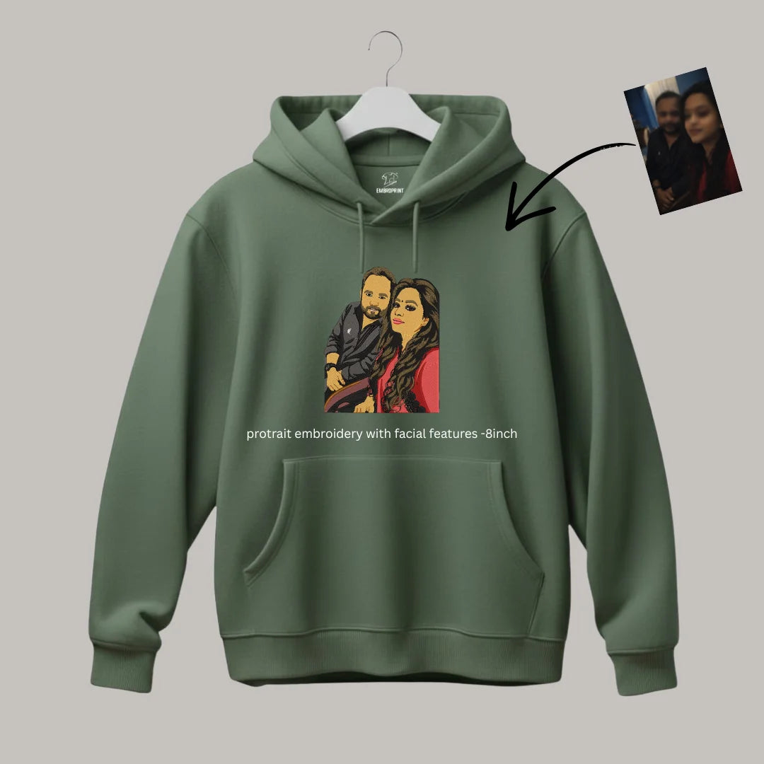 Portrait Embroidery – Facial Feature- Hoodie